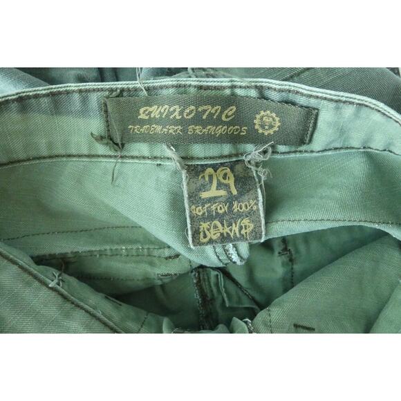 Mid Rise Pants Women's 29 Army Green Y2K Loose Straight Heavy Cotton - Picture 8 of 8